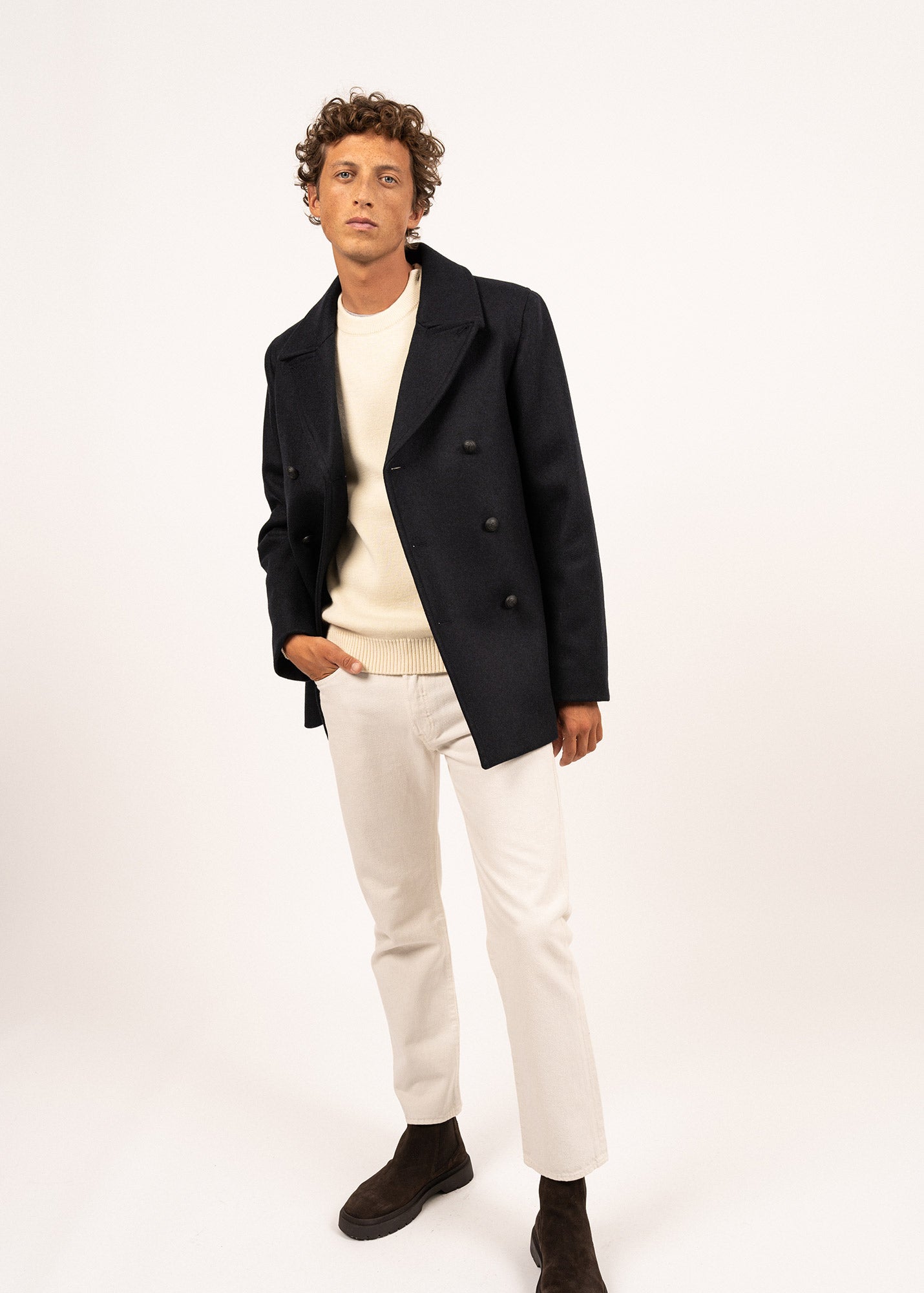 Saint James GALION II - Authentic Peacoat for Men | 100% Wool (NAVY)