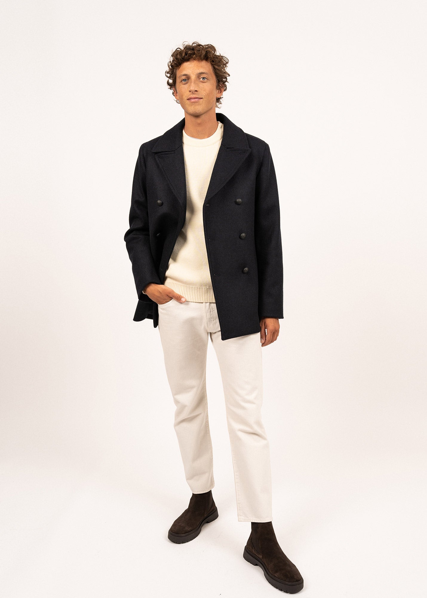 Saint James GALION II - Authentic Peacoat for Men | 100% Wool (NAVY)