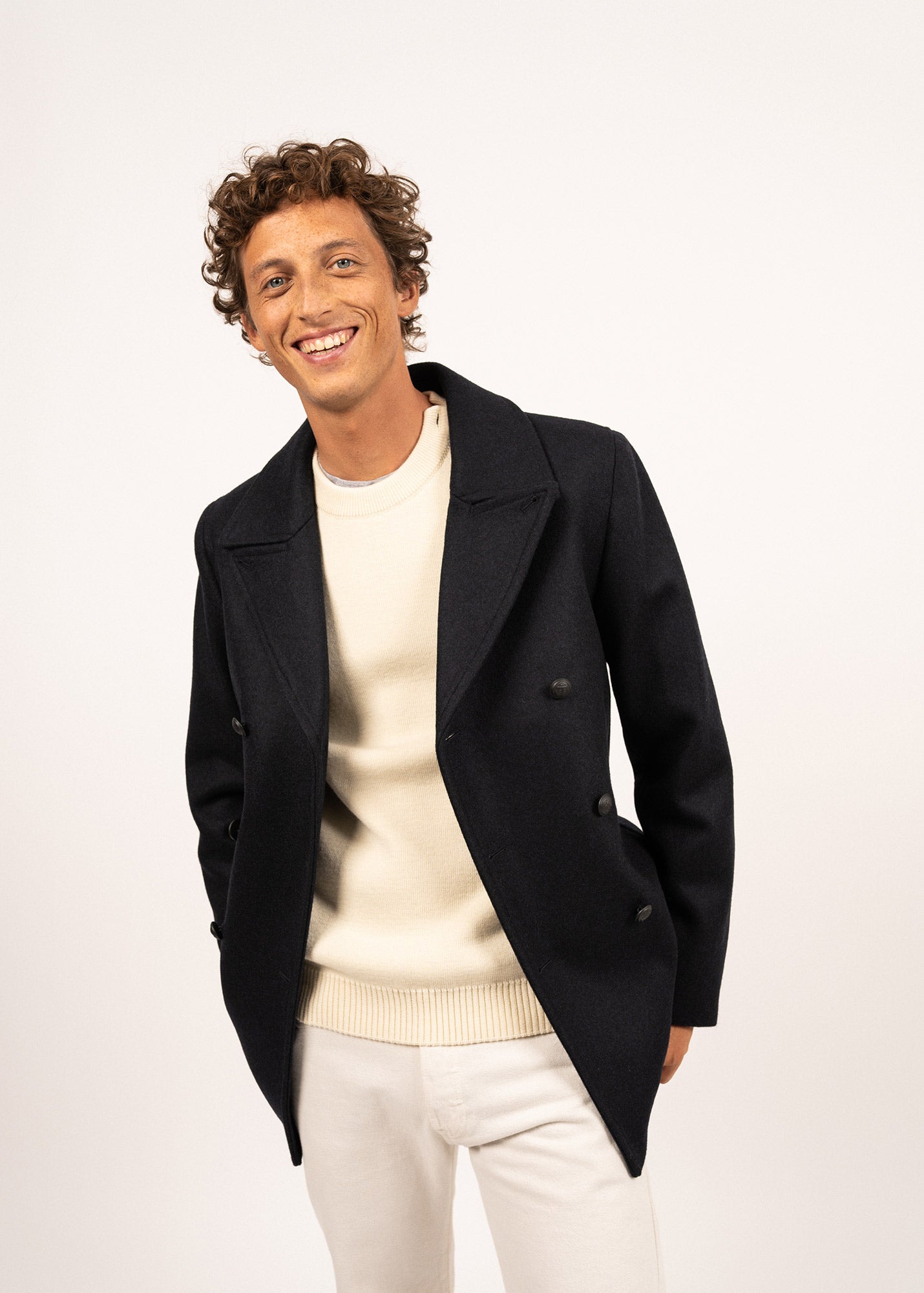 Saint James GALION II - Authentic Peacoat for Men | 100% Wool (NAVY)