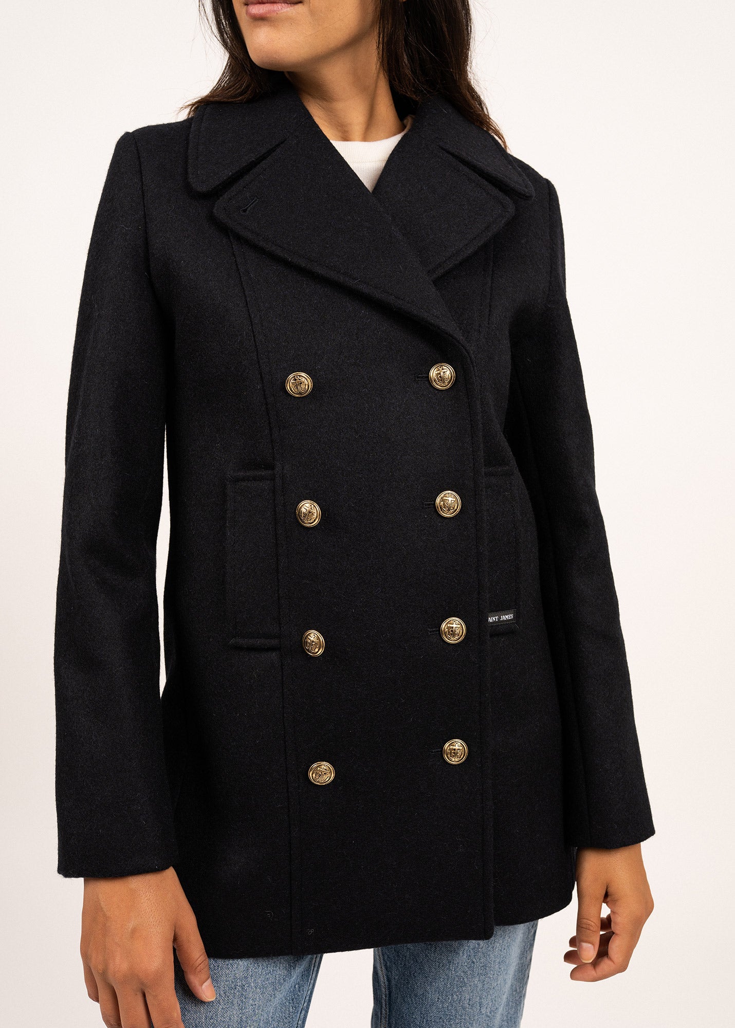Saint James Voilure Ii Authentic Peacoat For Women 100% Wool Navy