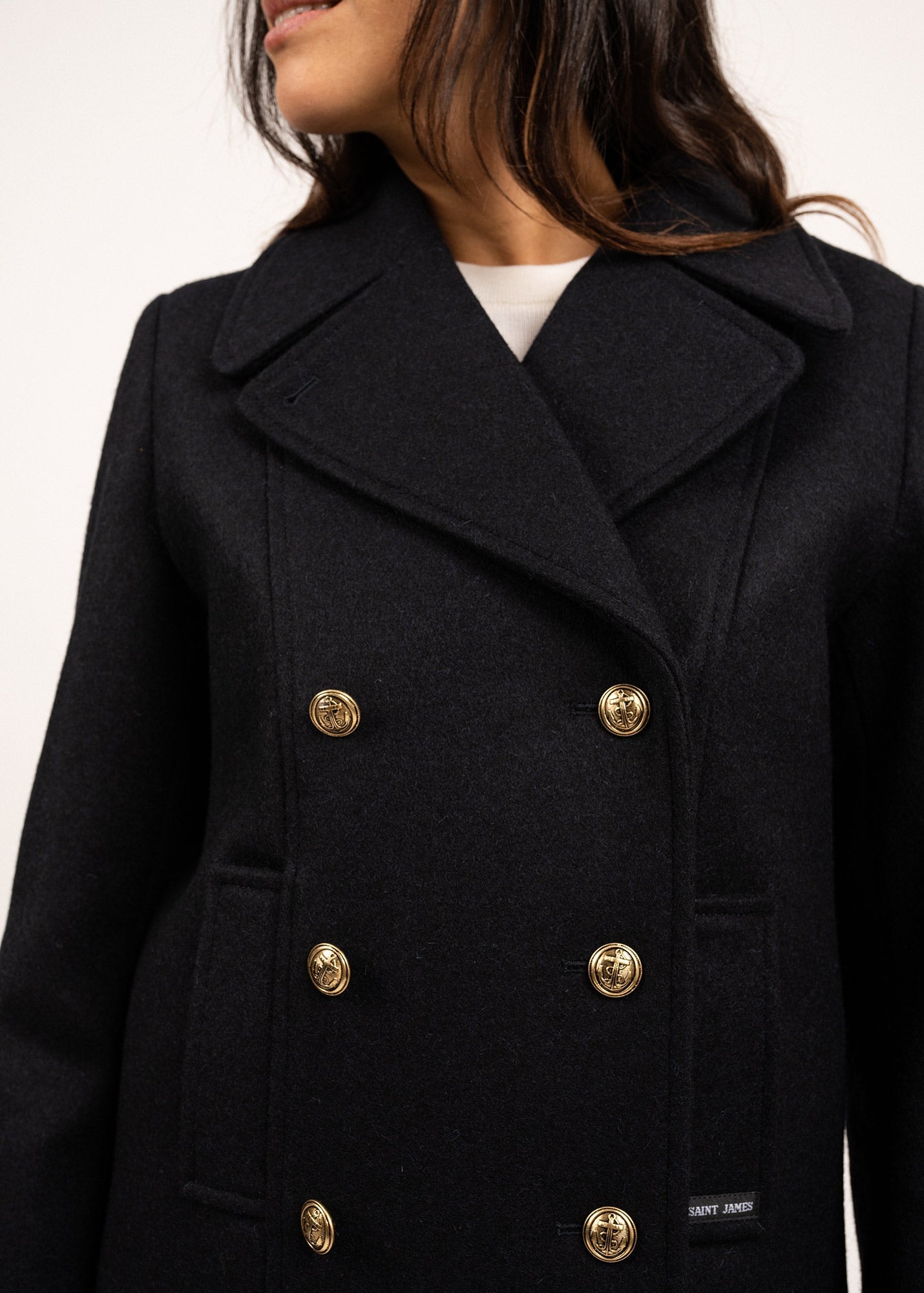 Saint James VOILURE II - Authentic Peacoat for Women | 100% Wool (NAVY)
