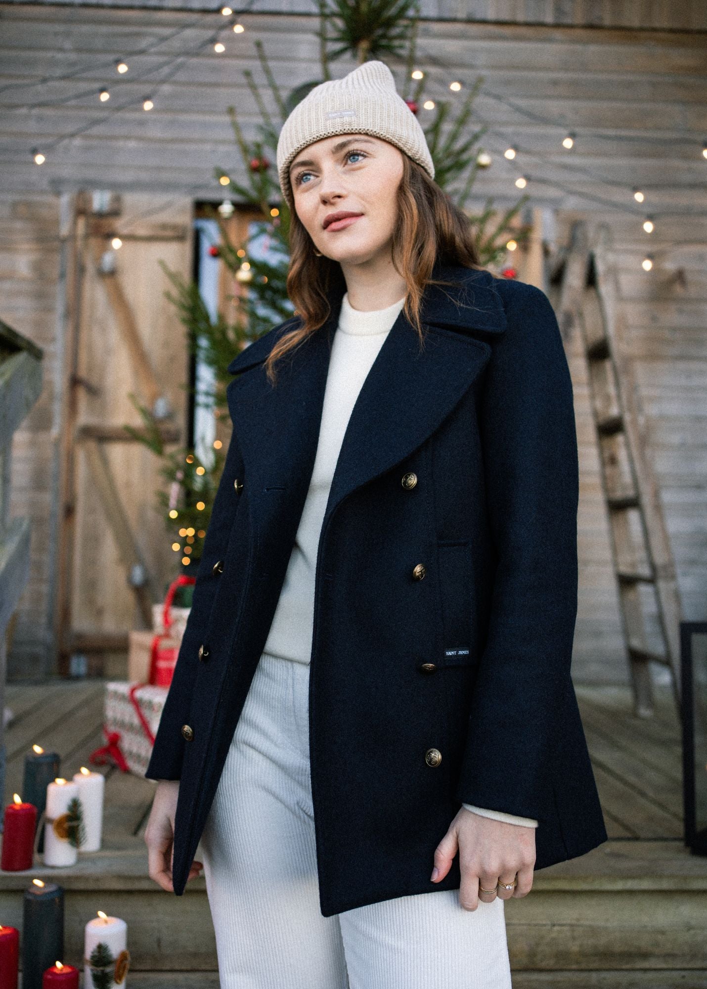 Saint James VOILURE II - Authentic Peacoat for Women | 100% Wool (NAVY)