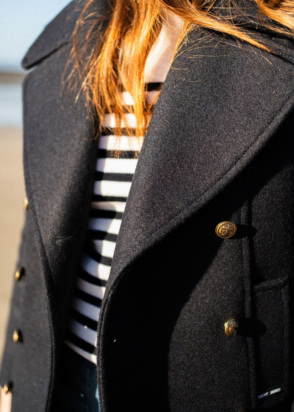 Saint James VOILURE II - Authentic Peacoat for Women | 100% Wool (NAVY)