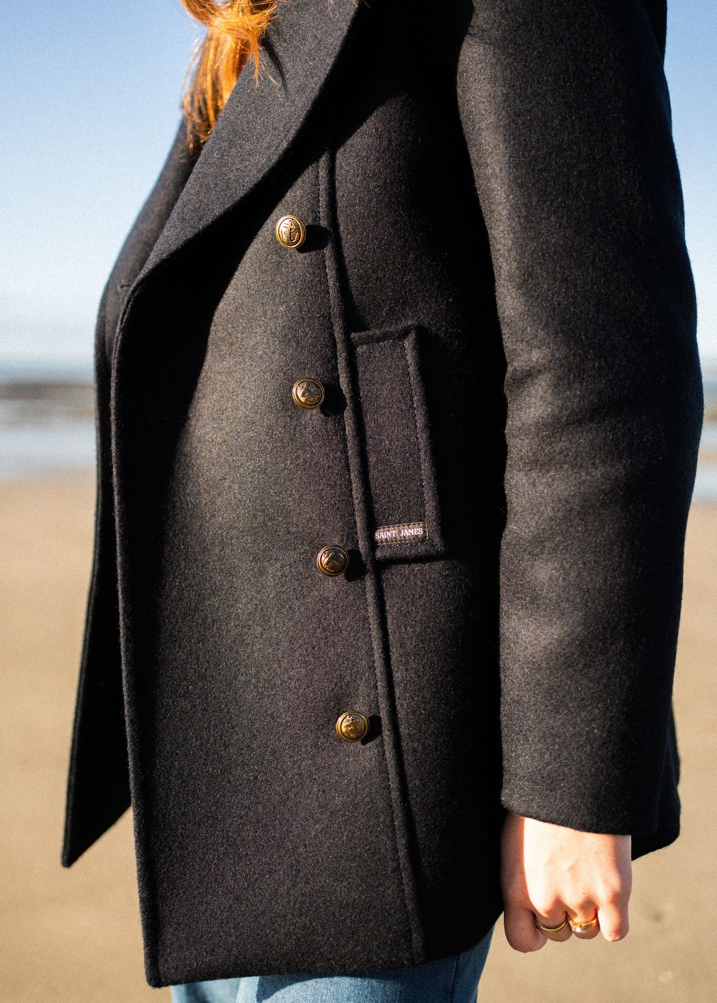 Saint James VOILURE II - Authentic Peacoat for Women | 100% Wool (NAVY)