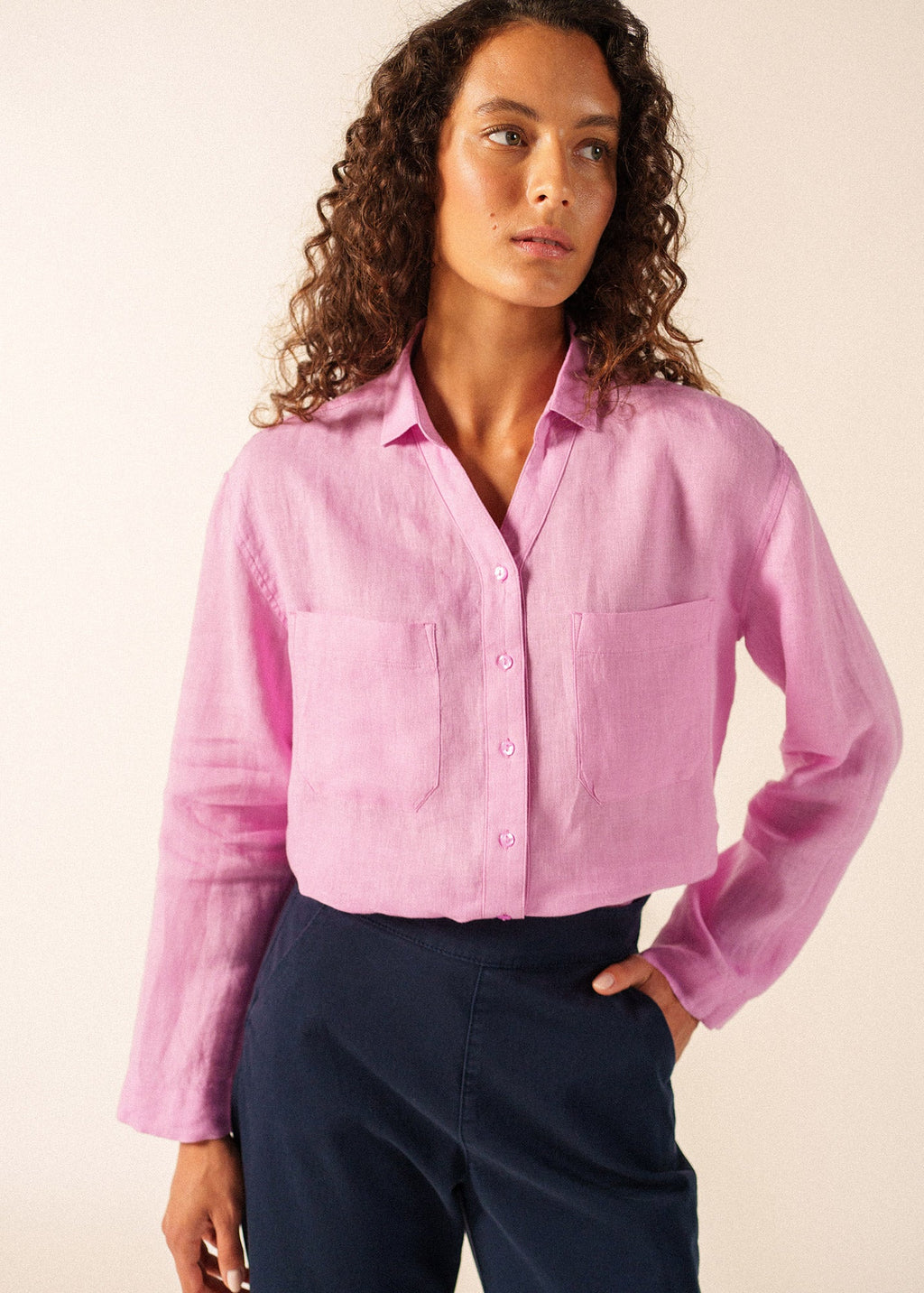 Saint James CHARLENE Linen Shirt (TEA ROSE PINK)