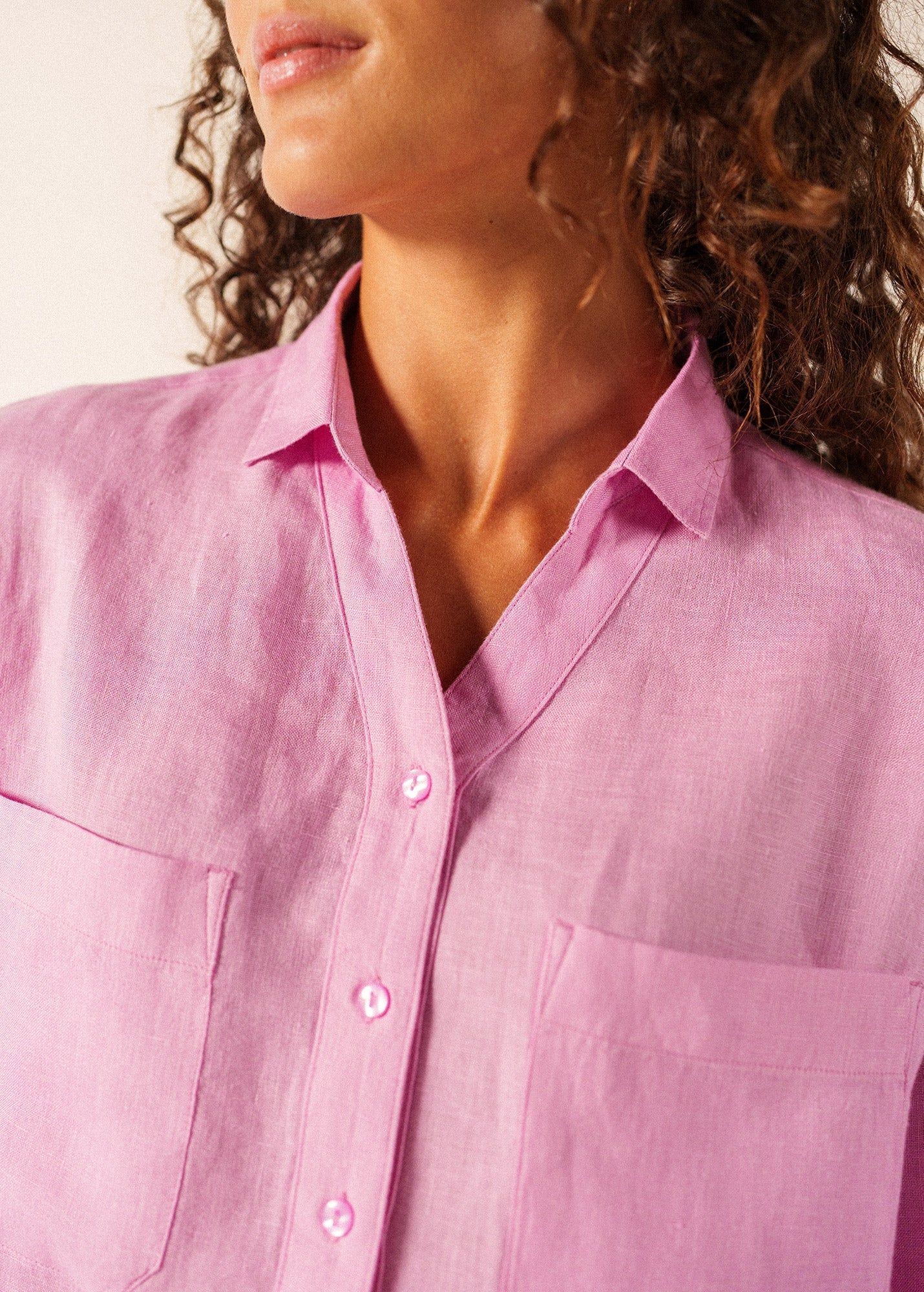 Saint James CHARLENE Linen Shirt (TEA ROSE PINK)