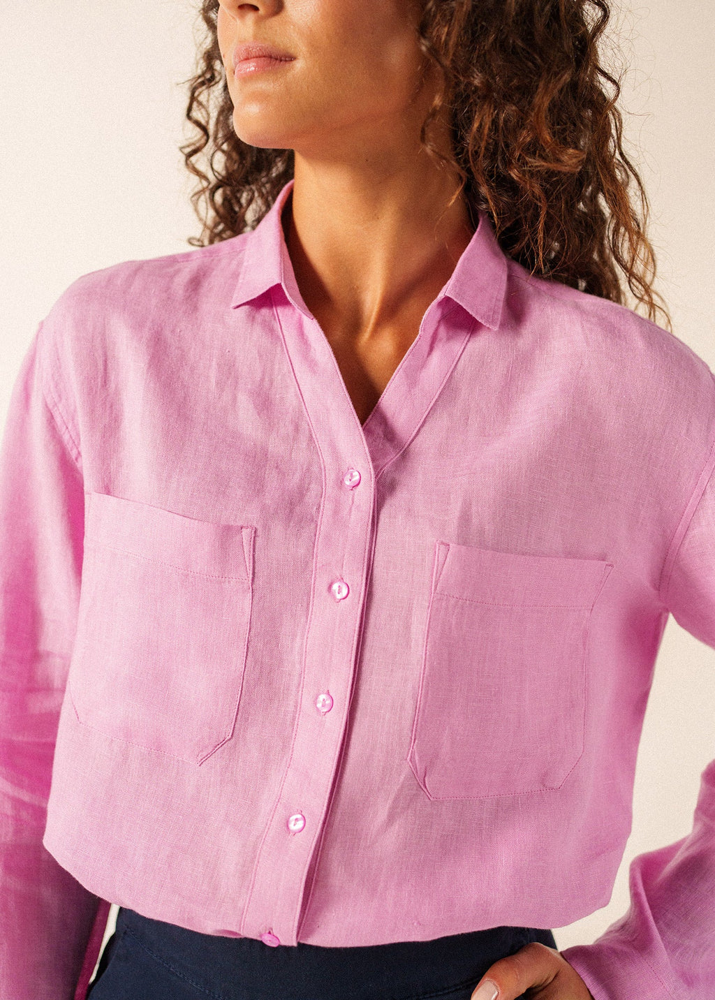 Saint James CHARLENE Linen Shirt (TEA ROSE PINK)