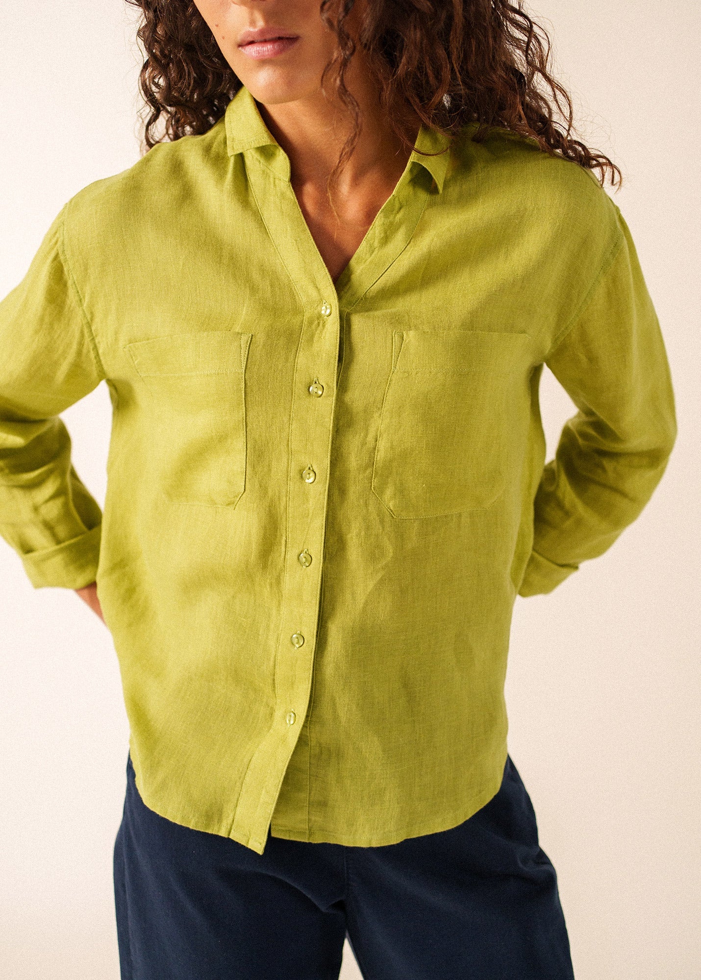 Saint James CHARLENE Linen Shirt (SAGE OLIVE)