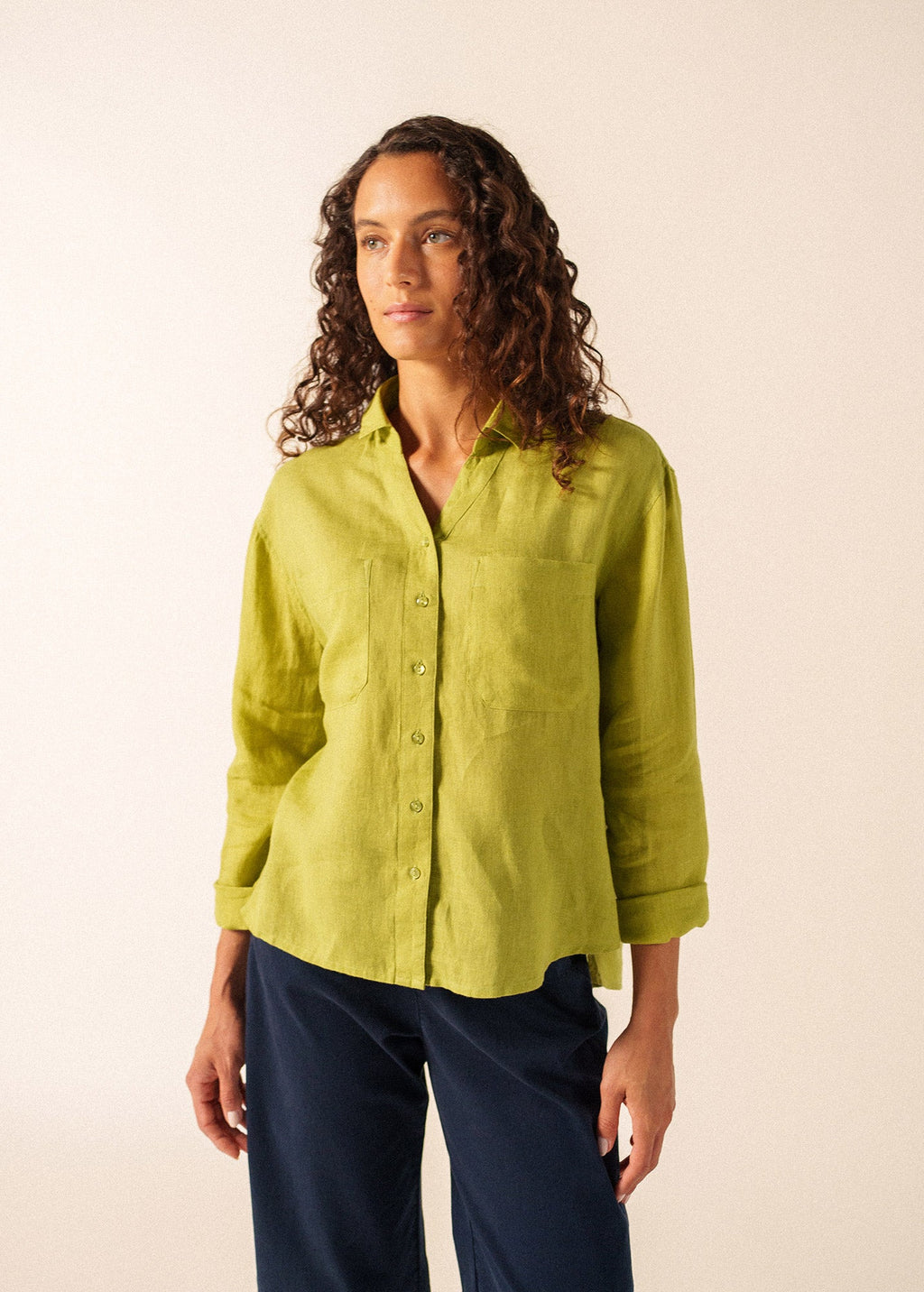 Saint James CHARLENE Linen Shirt (SAGE OLIVE)