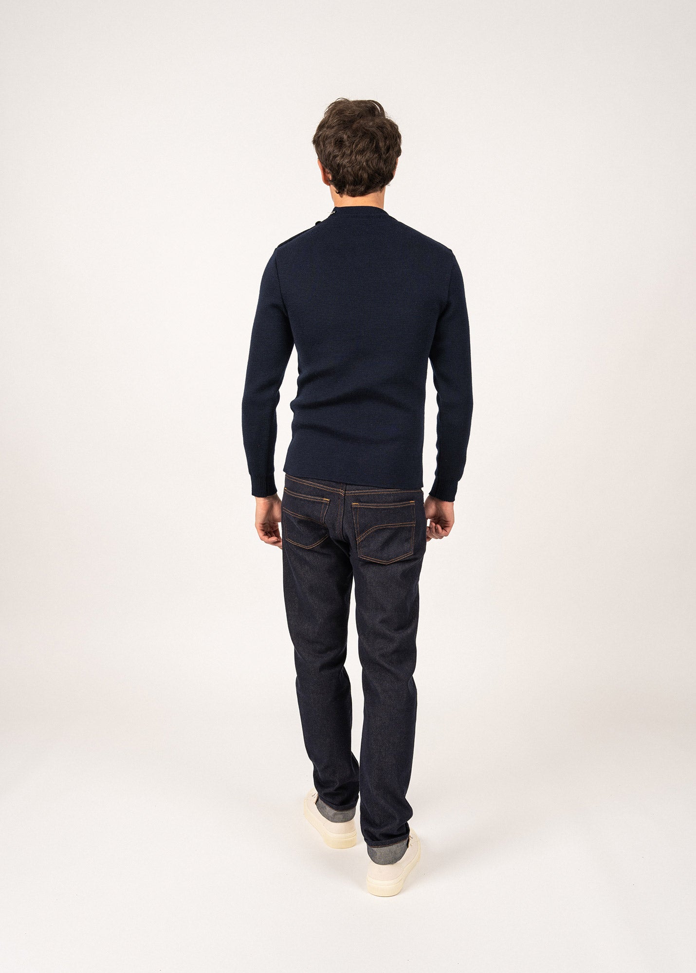 Saint James MATELOT - Wool Fisherman Sweater with Button Shoulder | Slim Fit (NAVY)