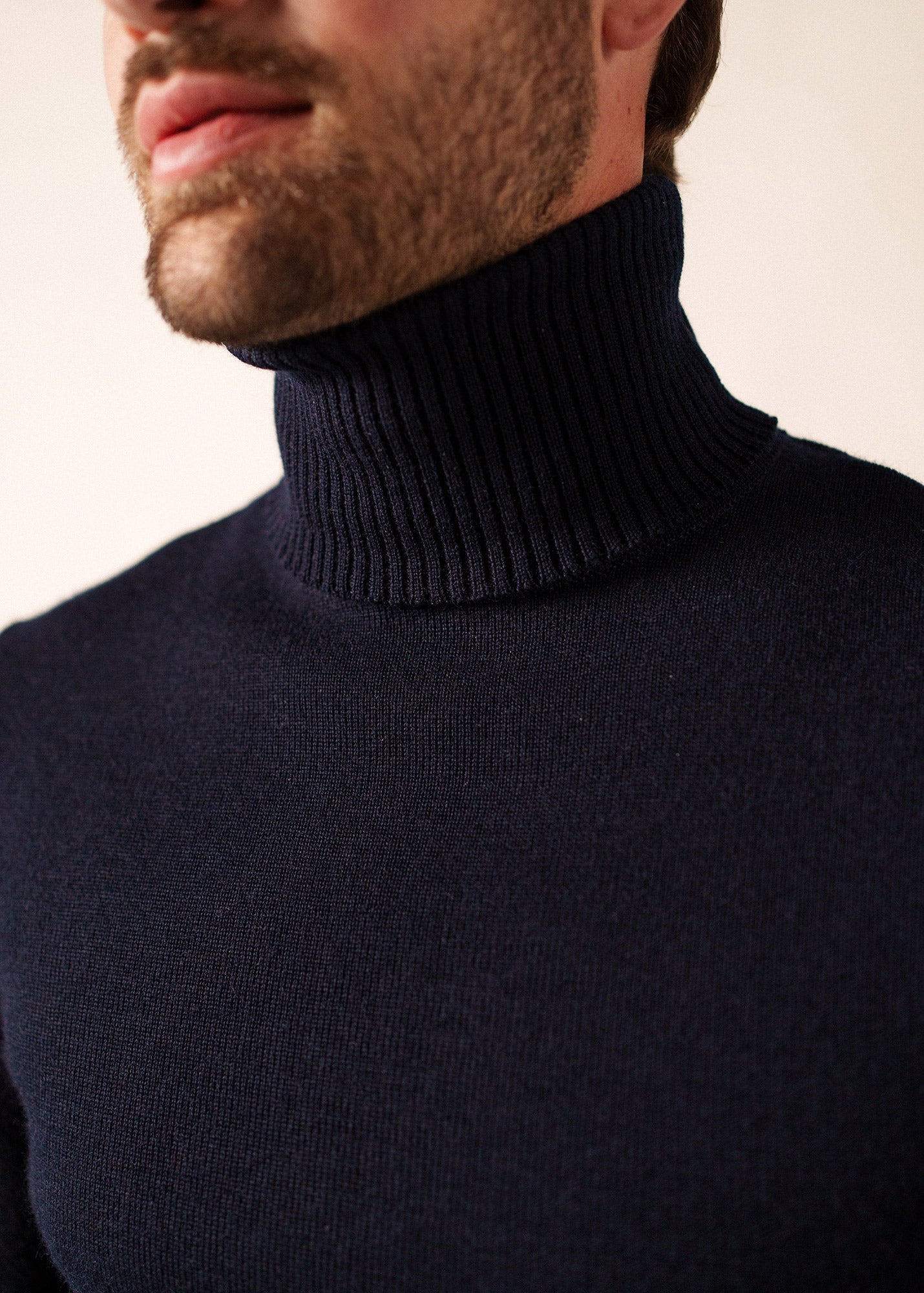 Saint James ROULE - Turtleneck Breton Sweater for Men | Slim Fit | 100% Wool (NAVY)