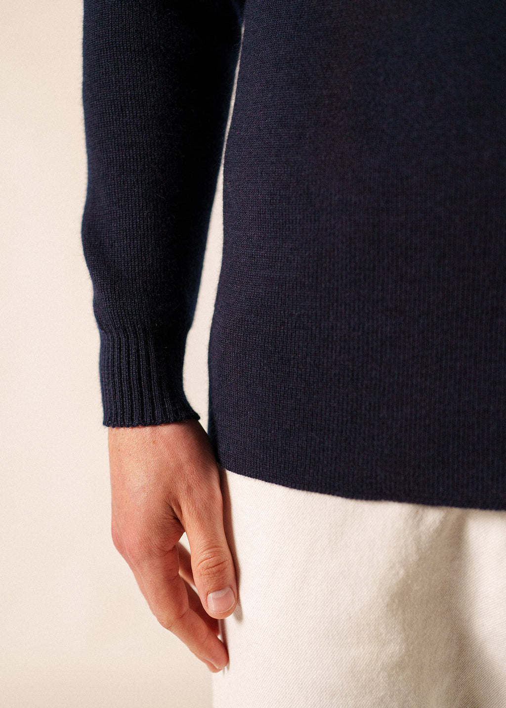 Saint James ROULE - Turtleneck Breton Sweater for Men | Slim Fit | 100% Wool (NAVY)