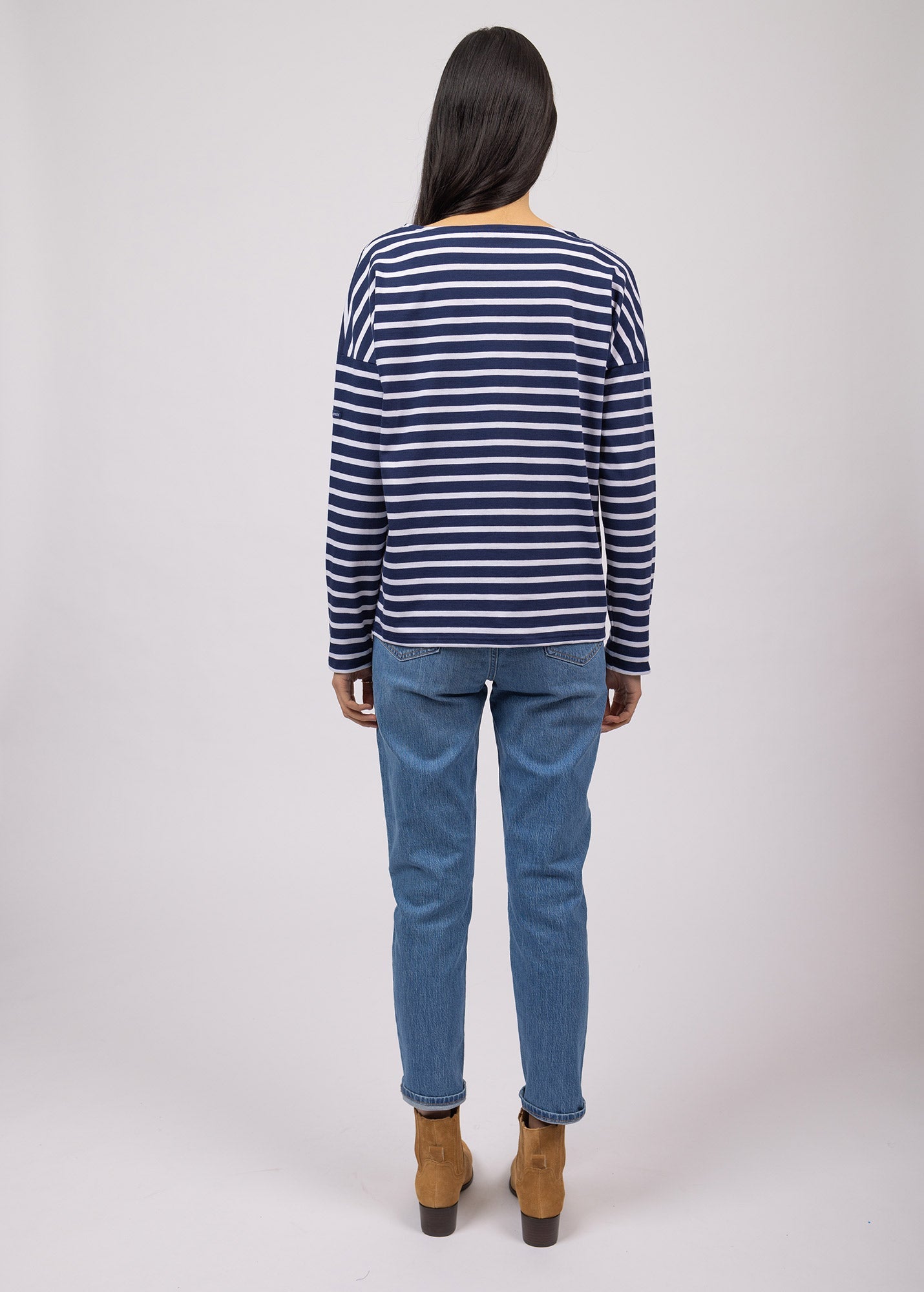 Saint James MINQUIERS DROP II - Drop-Shoulder Breton Striped Shirt | Soft Cotton | Straight Fit (NAVY / WHITE)