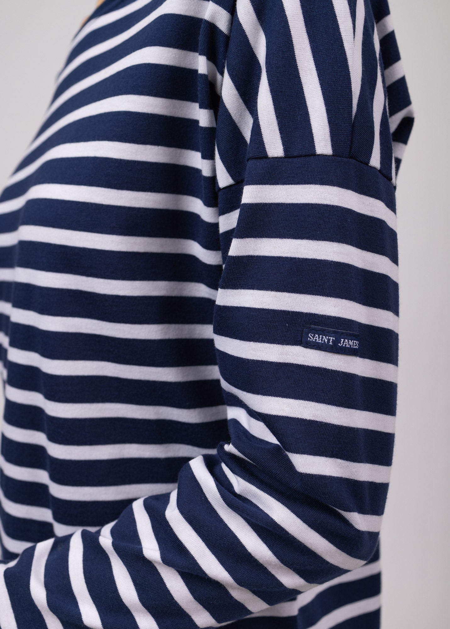 Saint James MINQUIERS DROP II - Drop-Shoulder Breton Striped Shirt | Soft Cotton | Straight Fit (NAVY / WHITE)