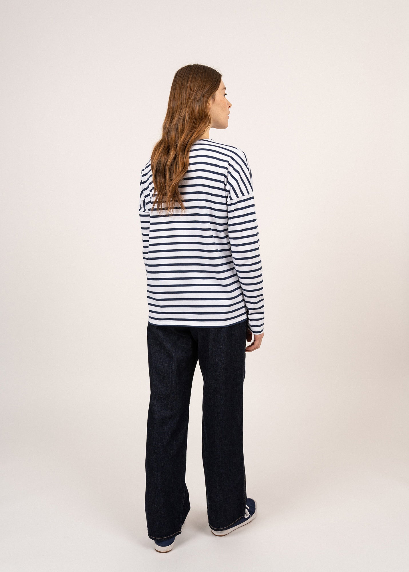 Saint James MINQUIERS DROP II - Drop-Shoulder Breton Striped Shirt | Soft Cotton | Straight Fit (WHITE / NAVY)