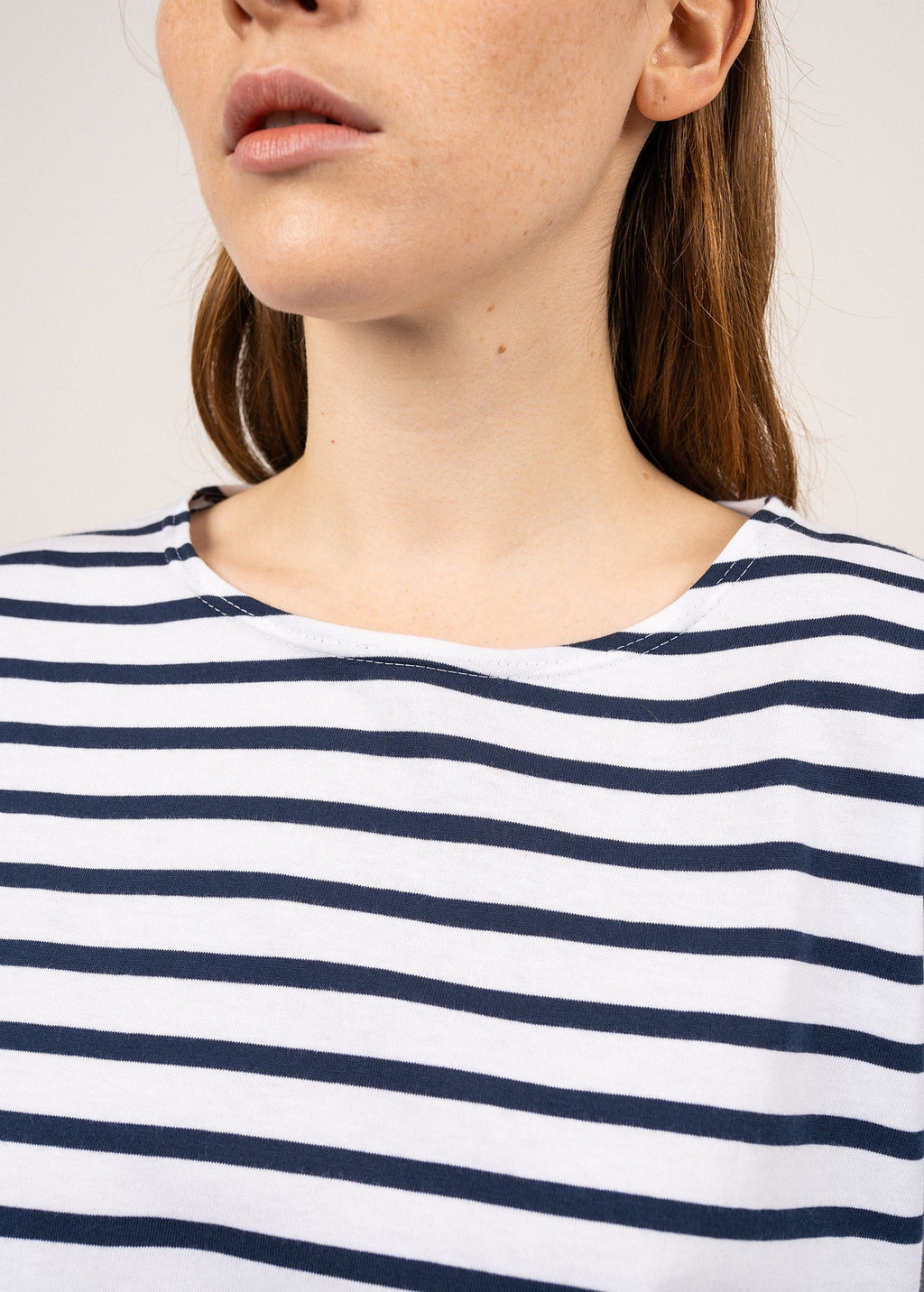 Saint James MINQUIERS DROP II - Drop-Shoulder Breton Striped Shirt | Soft Cotton | Straight Fit (WHITE / NAVY)