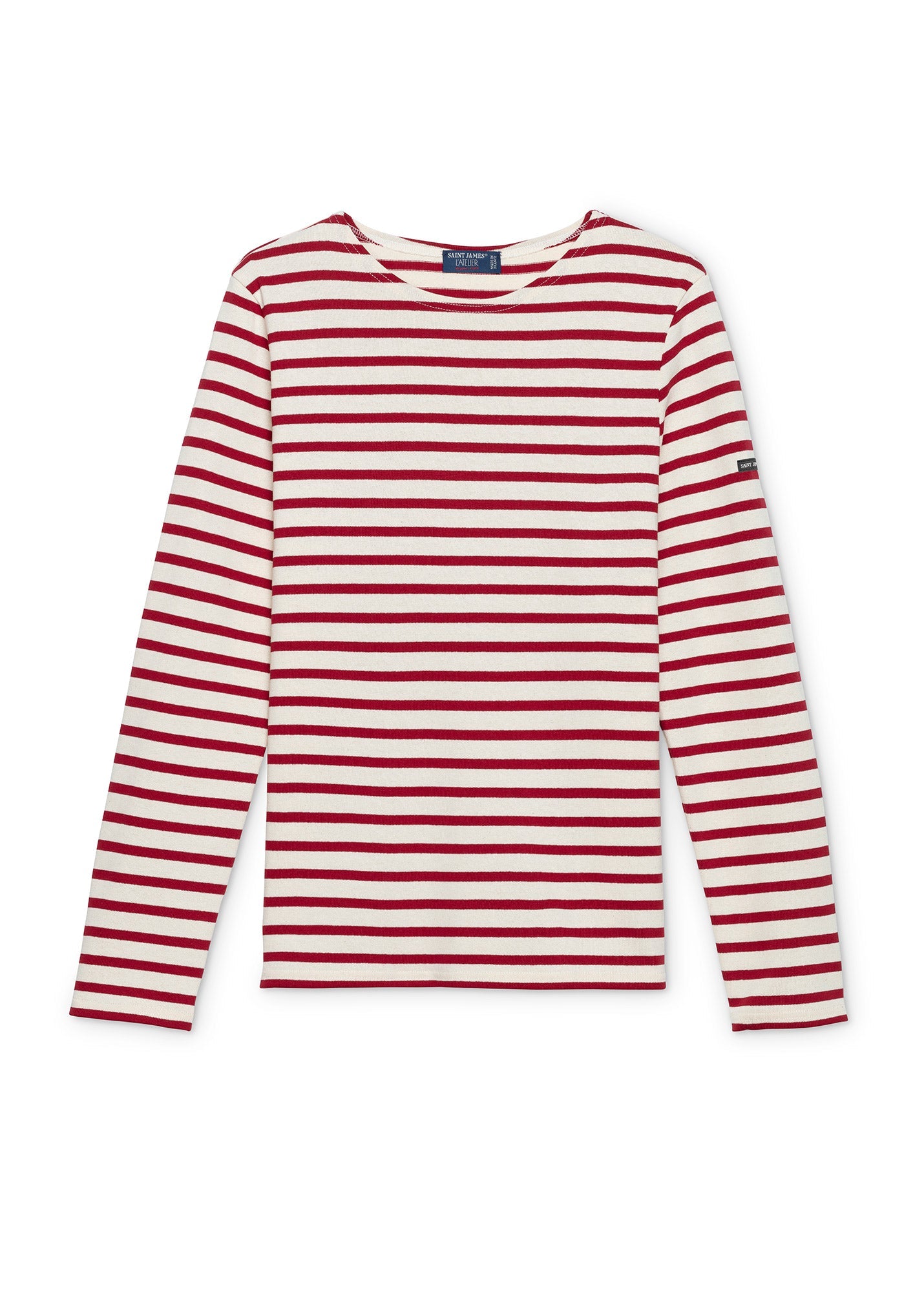 Saint James MERIDIEN MODERNE - Original Breton Shirt | Heavyweight Cotton | Men Fit (ECRU / MAROON)