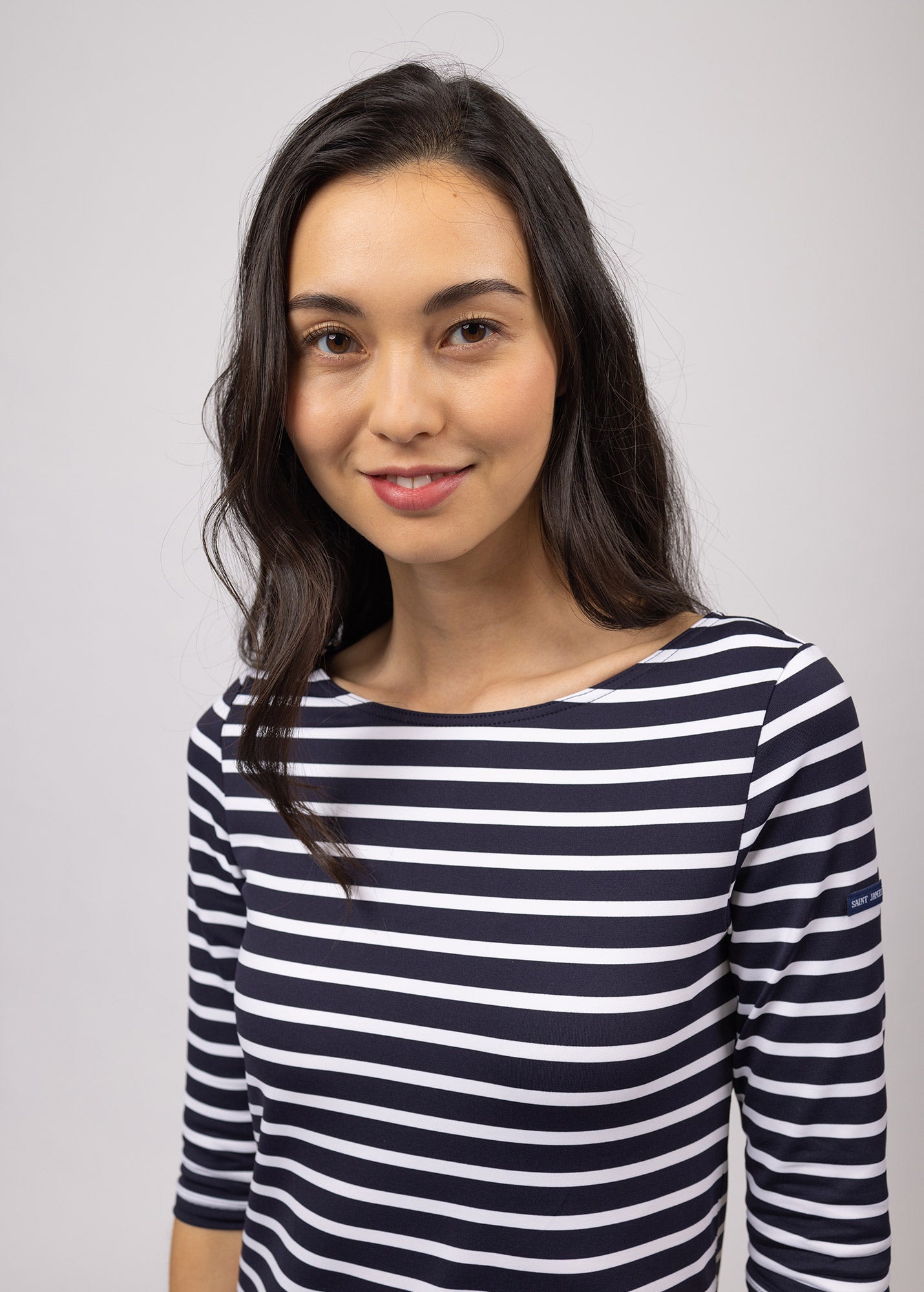 Saint James PROPRIANO - Form-Fitting Nautical Stripe Dress | Anti-UV Stretch Fabric (NAVY / WHITE)