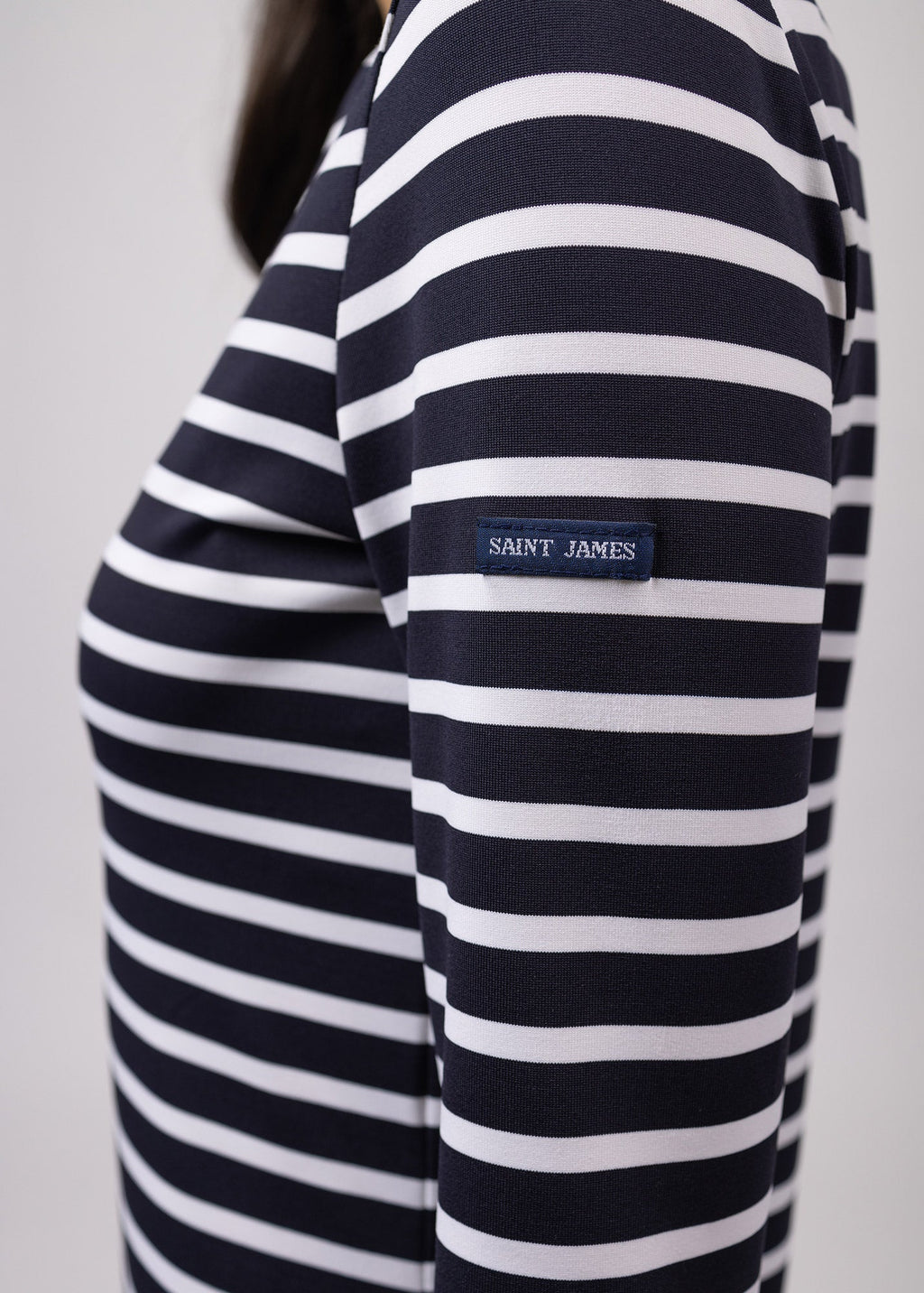 Saint James PROPRIANO - Form-Fitting Nautical Stripe Dress | Anti-UV Stretch Fabric (NAVY / WHITE)