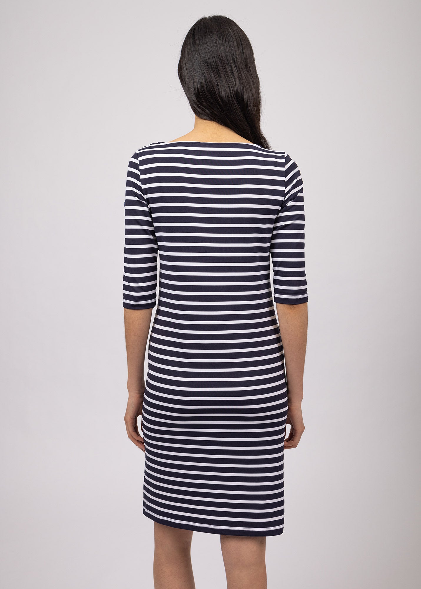 Saint James PROPRIANO - Form-Fitting Nautical Stripe Dress | Anti-UV Stretch Fabric (NAVY / WHITE)