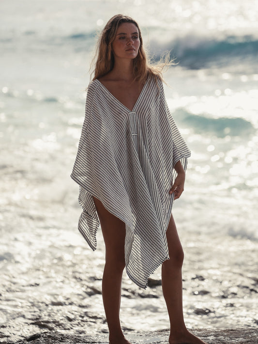 The Handloom Ava Kimono Black Stripes