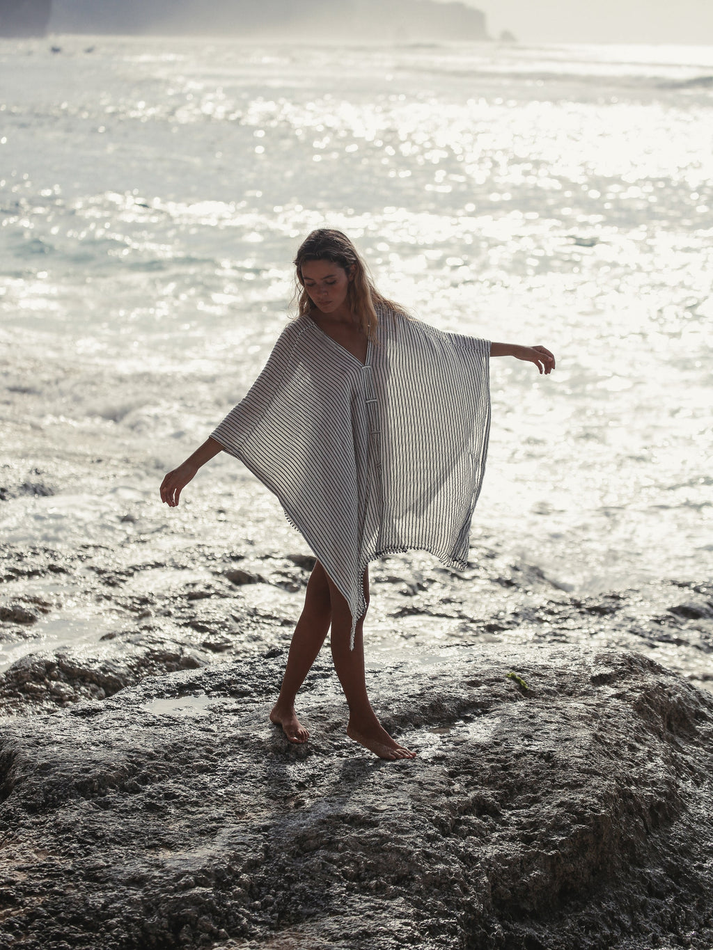 The Handloom Ava Kimono Black Stripes