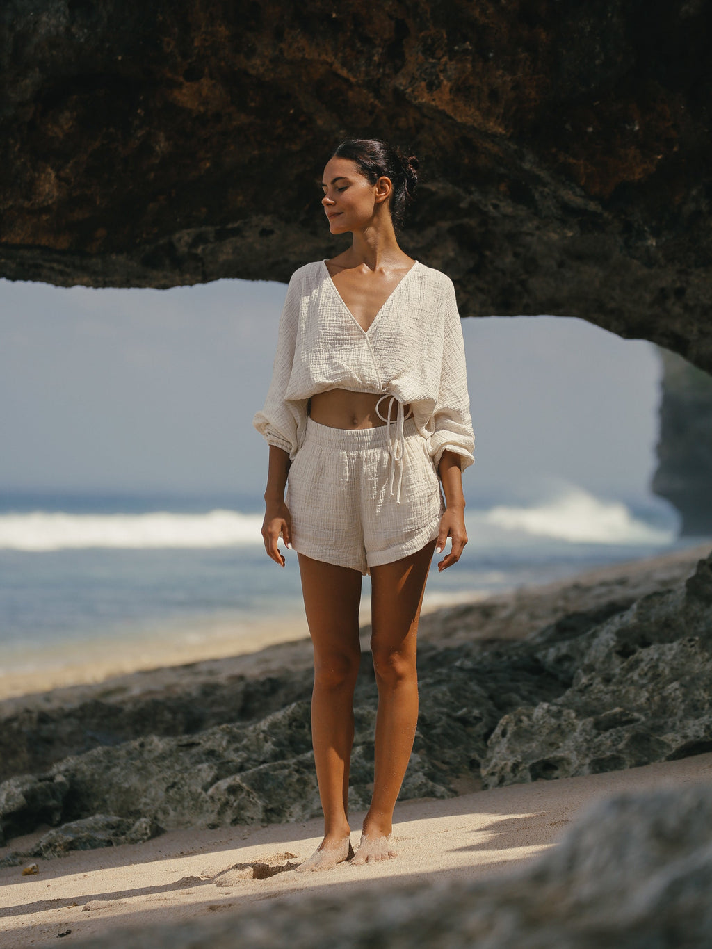 The Handloom Echo Boy Short Gold Stripes