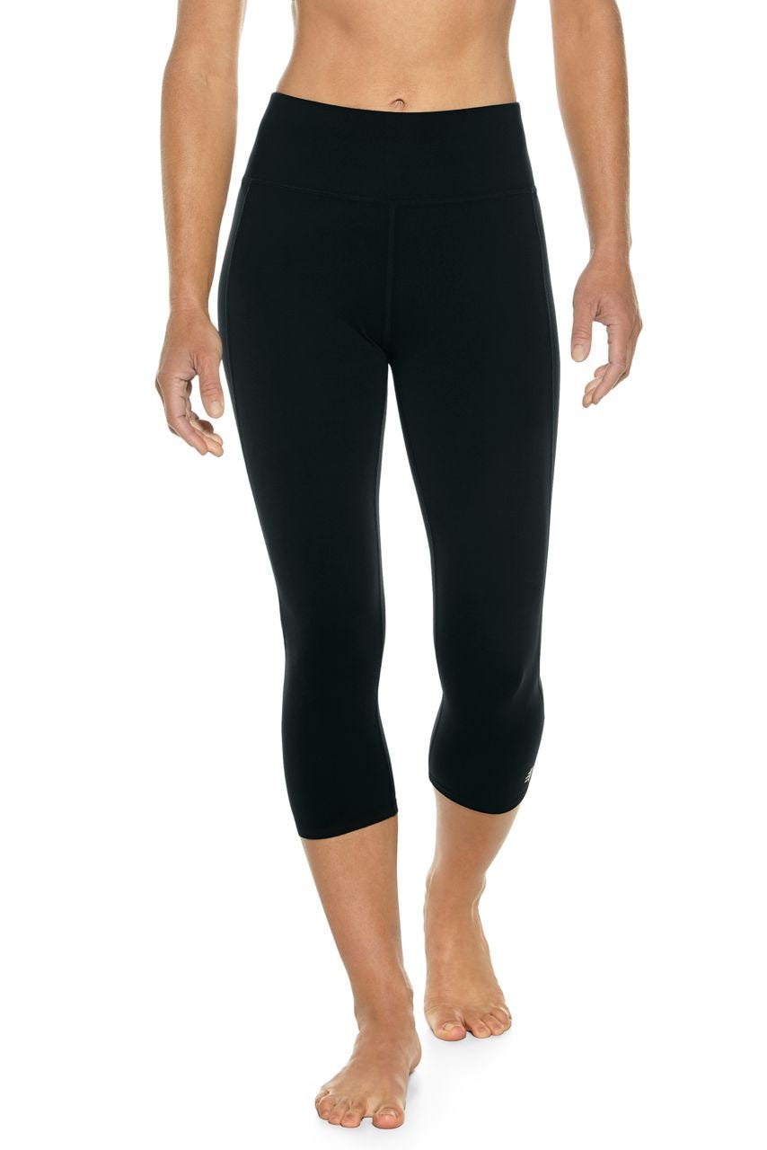 Coolibar Women's High Rise Asana Yoga Capris UPF 50 Breathable Moisture Wicking For Women