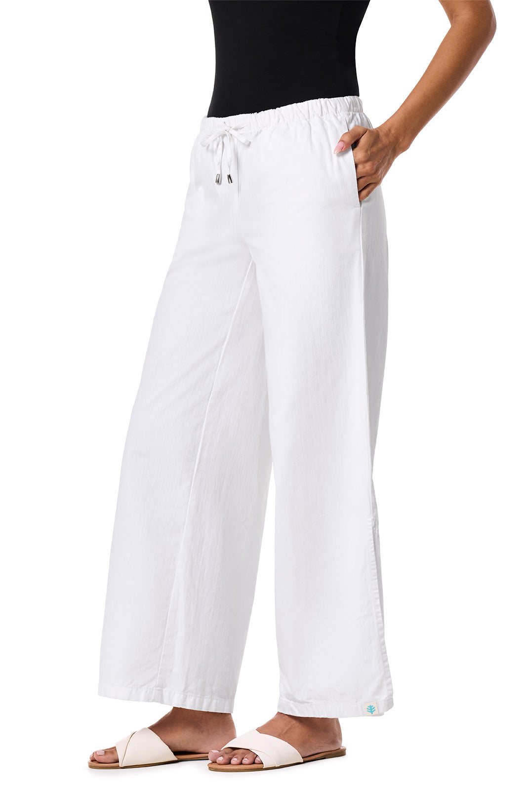 Coolibar Women's Enclave Wide Leg Pants Chambray Lite Lightweight Elasticated Comfort For Women All Day Travel