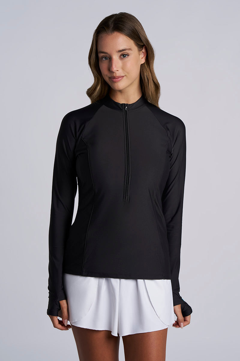 Escalante | Women's Zip Rash Guard | Black