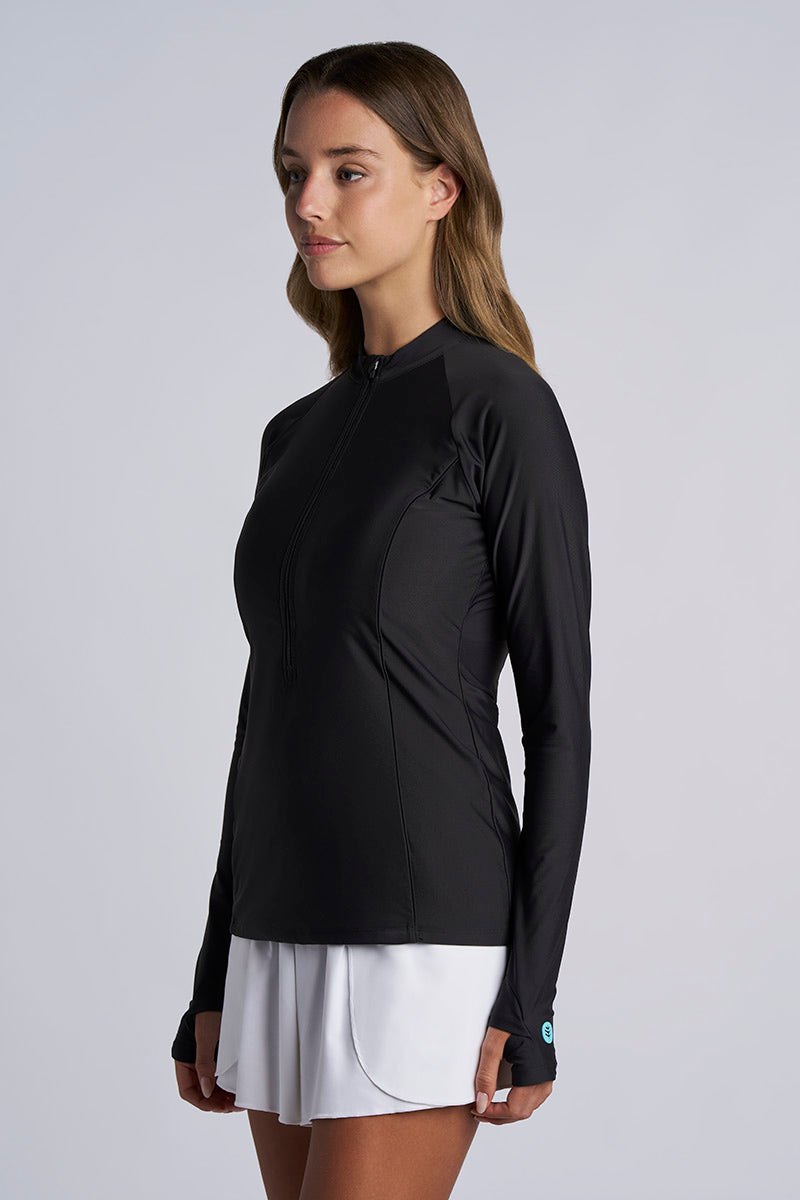 Escalante | Women's Zip Rash Guard | Black