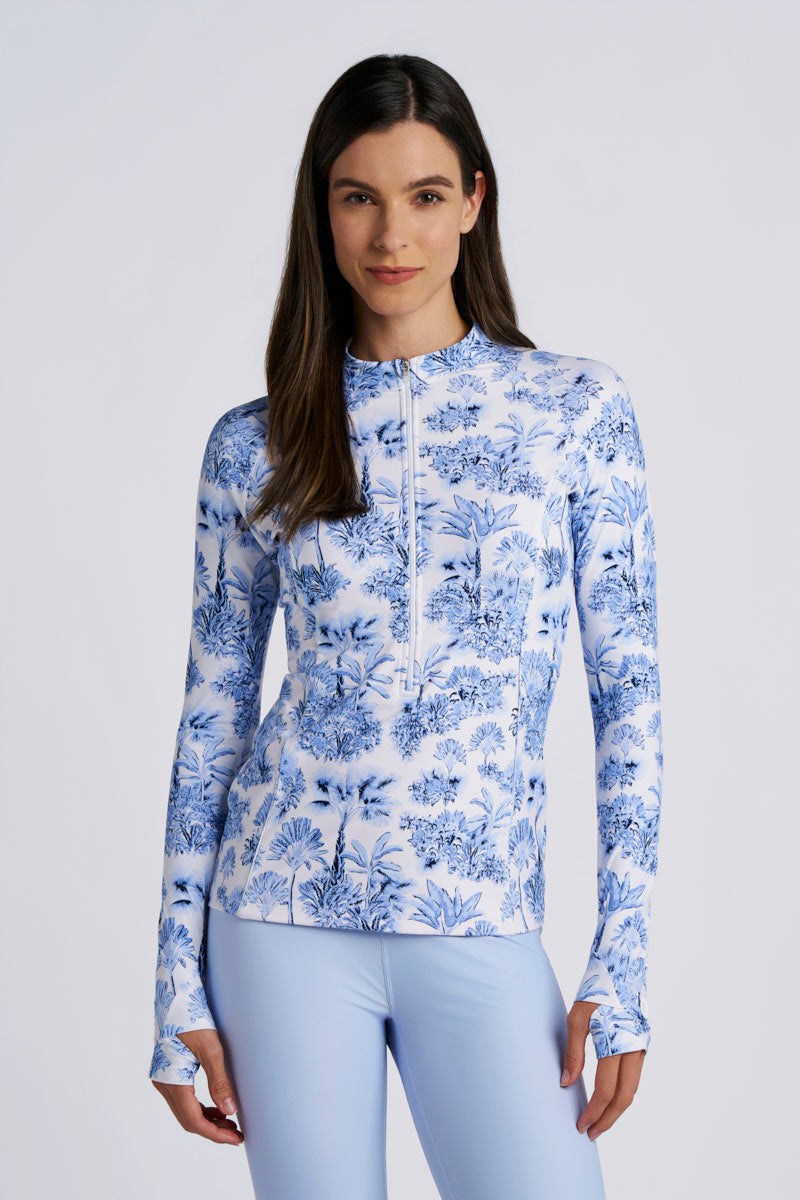 Escalante | Women's Zip Rash Guard | Periwinkle Isla Bonita