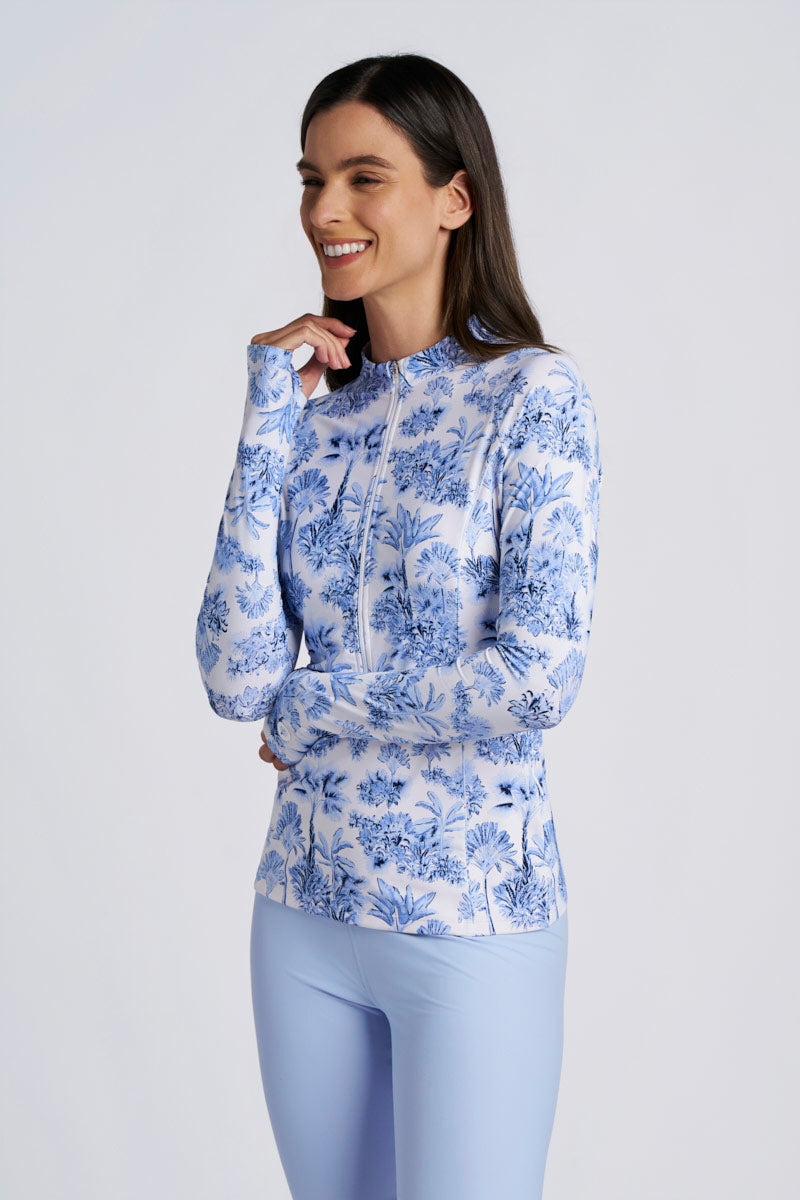Escalante | Women's Zip Rash Guard | Periwinkle Isla Bonita