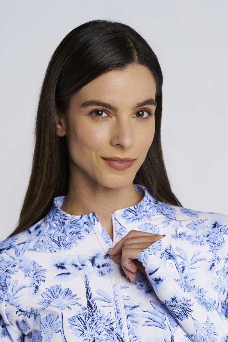 Escalante | Women's Zip Rash Guard | Periwinkle Isla Bonita