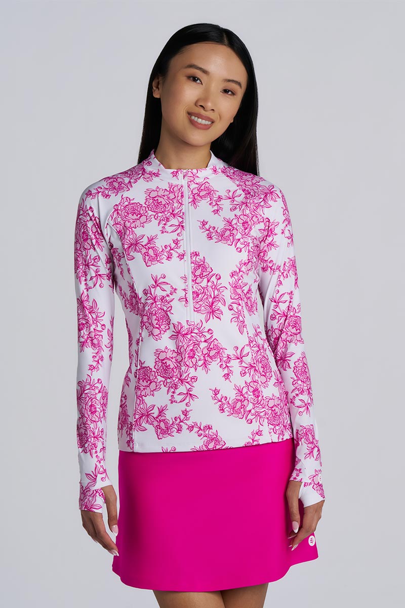 Escalante | Women's Zip Rash Guard | Fuchsia Bouquet