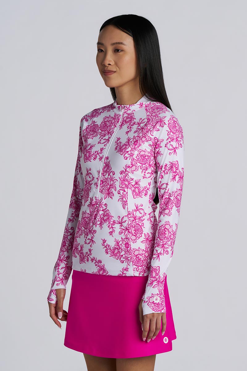 Escalante | Women's Zip Rash Guard | Fuchsia Bouquet