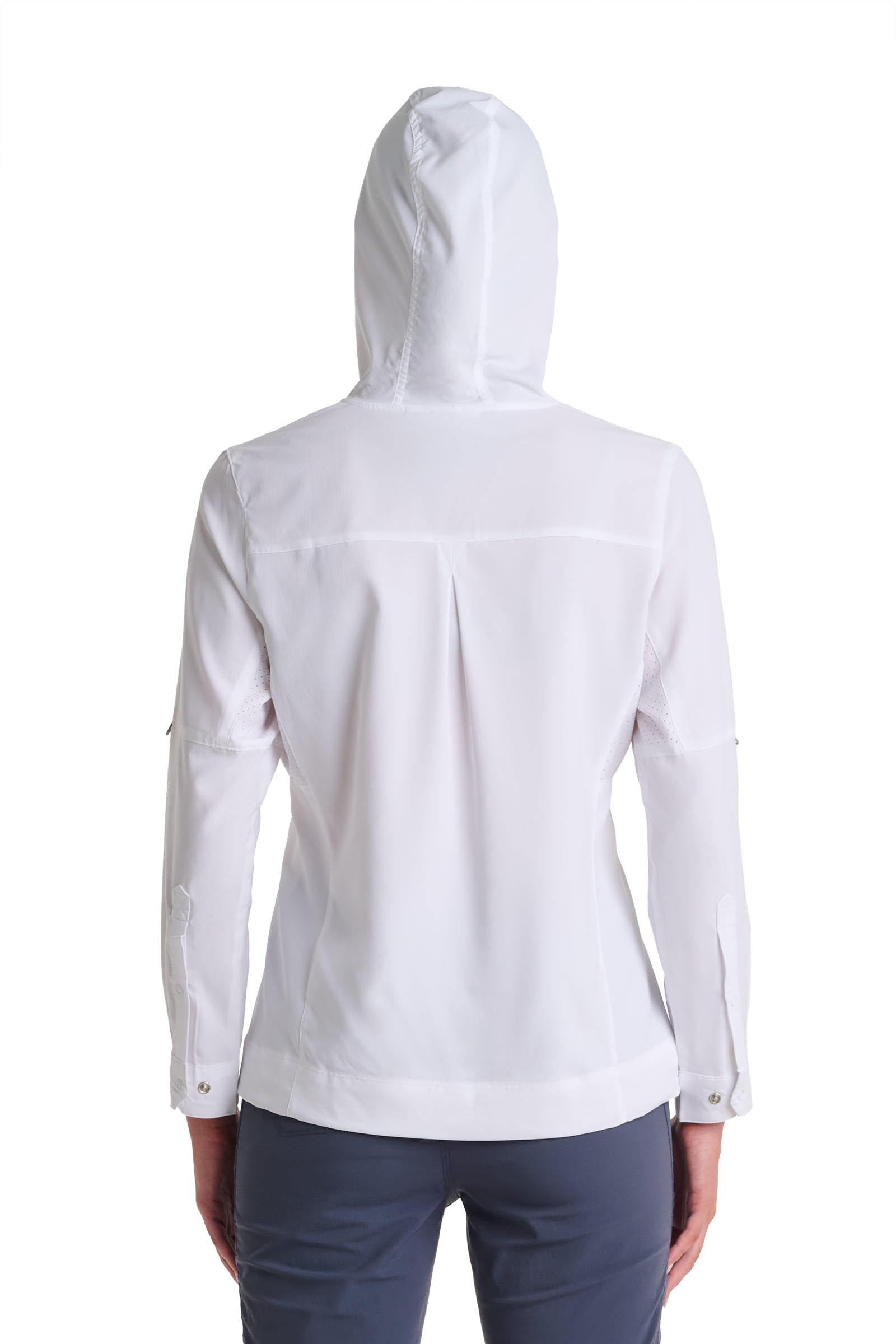 Coolibar Women Sea Spray Henley Hoodie With Sun Hood White For Fishing And Boating