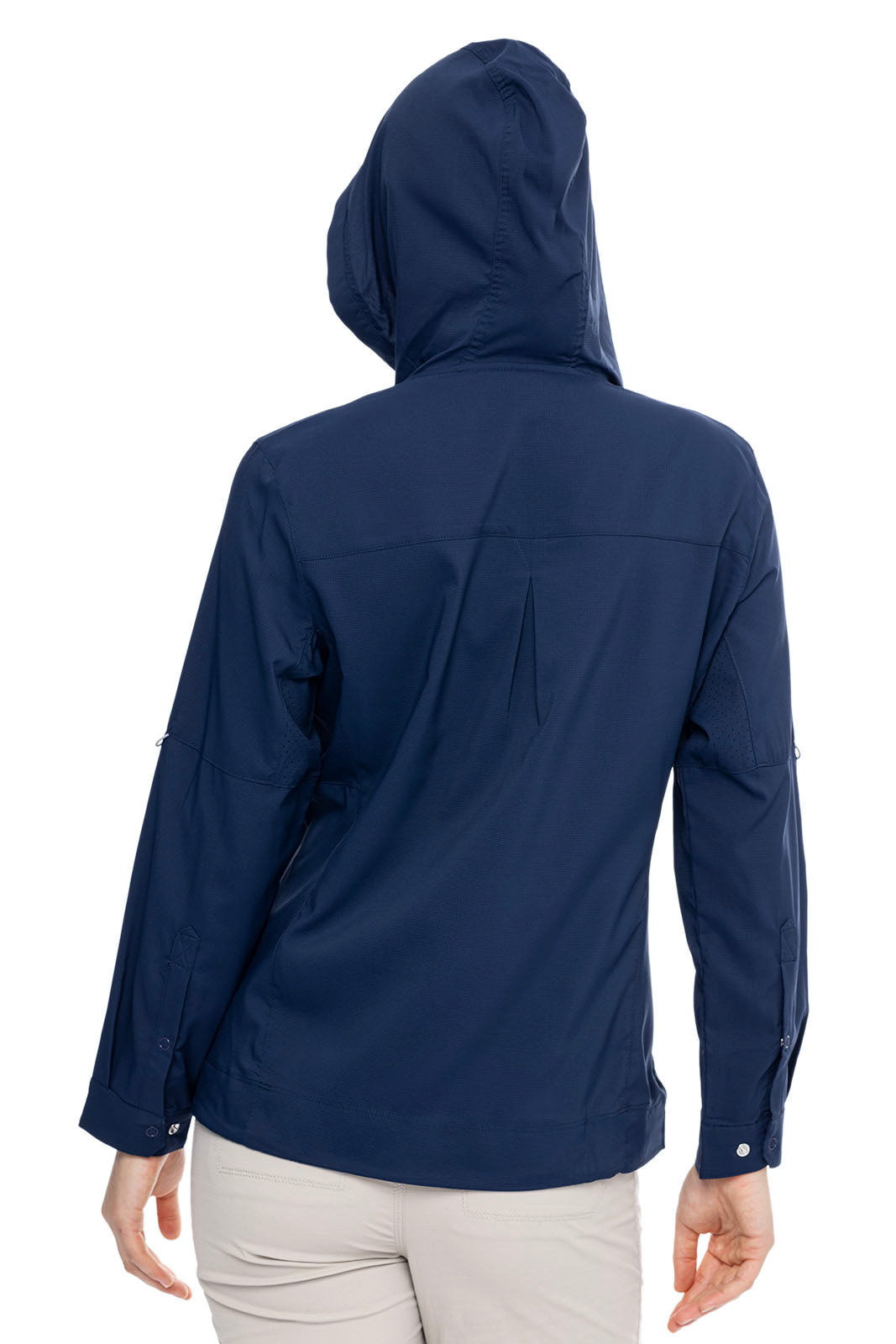 Coolibar Women's Sea Spray Henley Hoodie Navy Sun Protective Fishing Hoodie For Women