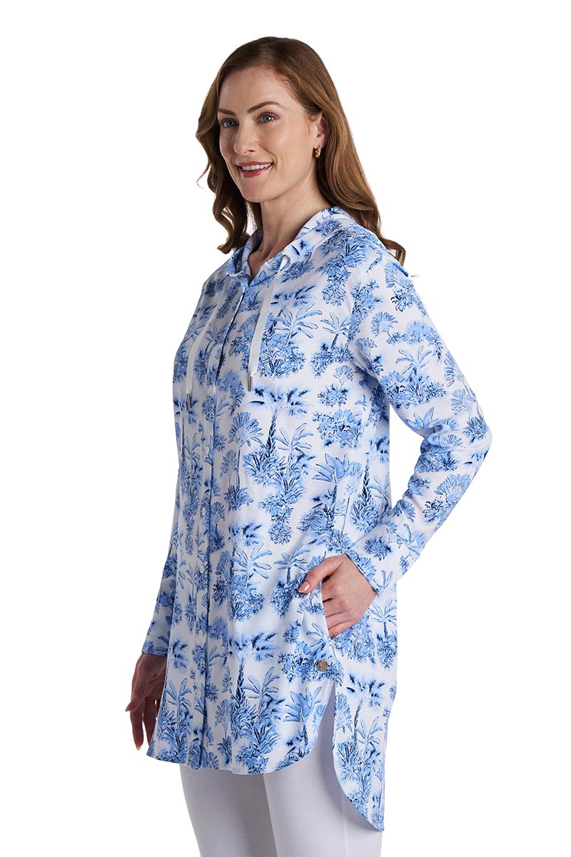 Palma | Women's Aire Beach Long Sleeve Shirt | Periwinkle Isla Bonita