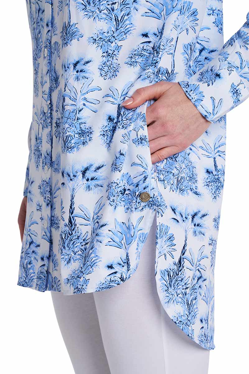 Palma | Women's Aire Beach Long Sleeve Shirt | Periwinkle Isla Bonita
