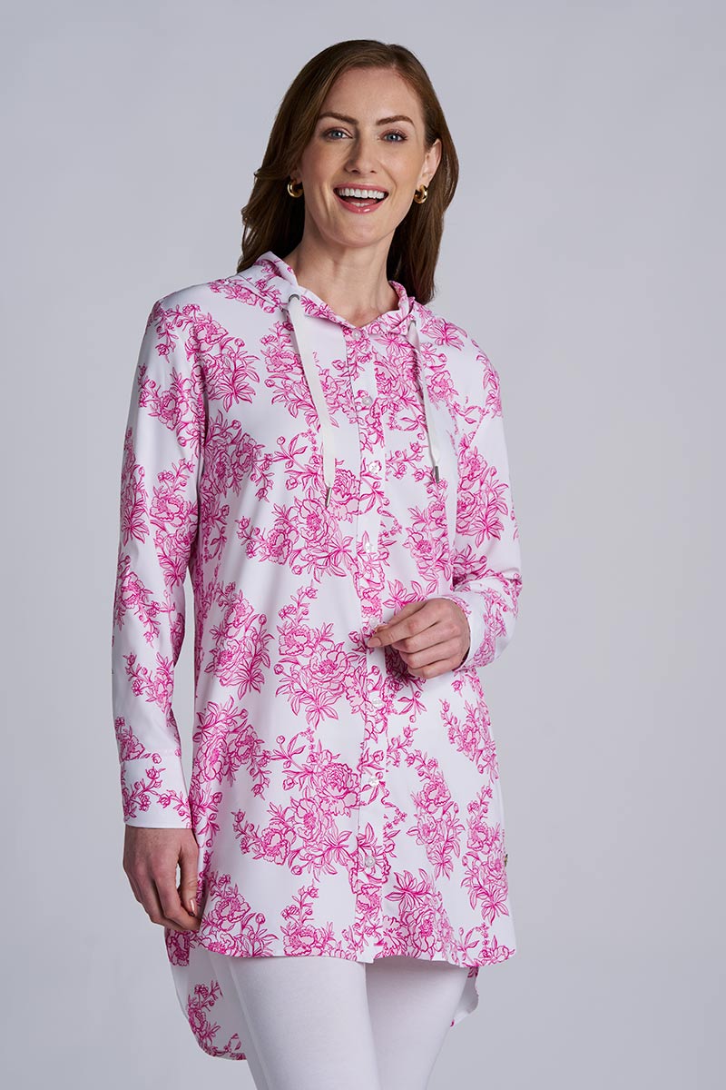 Palma | Women's Aire Beach Long Sleeve Shirt | Fuchsia Bouquet