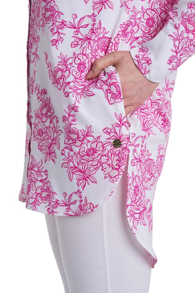 Palma | Women's Aire Beach Long Sleeve Shirt | Fuchsia Bouquet