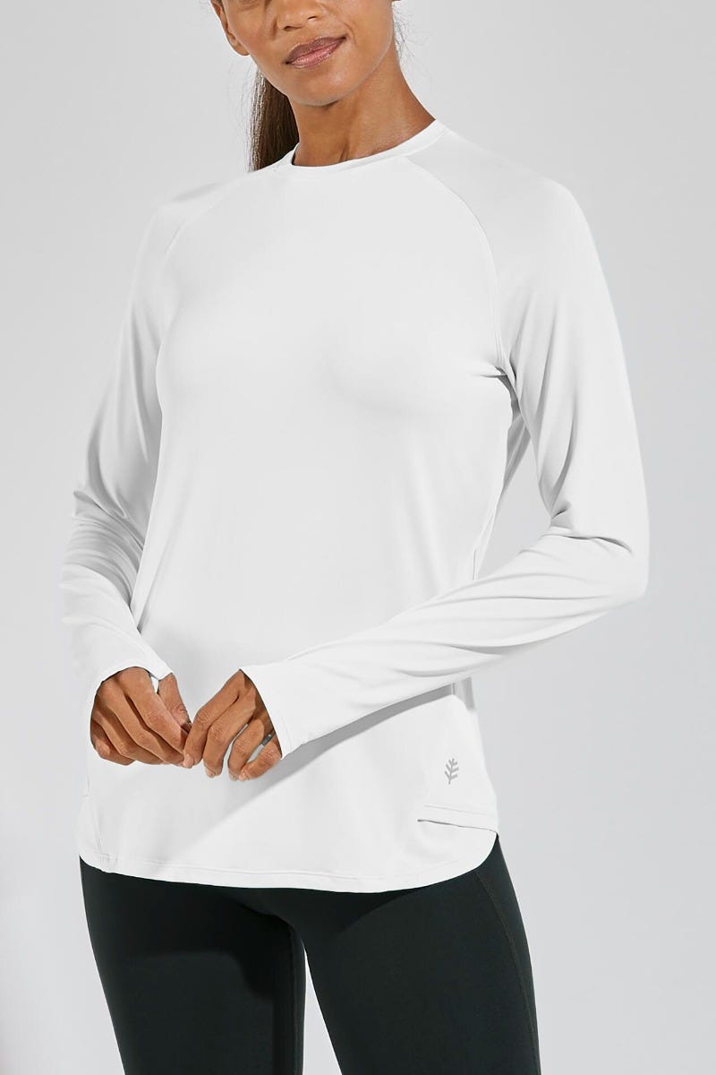 Coolibar Women's Accelera Performance Long Sleeve Top, White