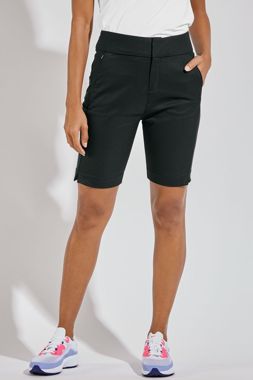 Coolibar Womens Valorus Golf Shorts Cooling Tech With UPF 50 Plus Wide Waistband Stretchy Smooth Pocket