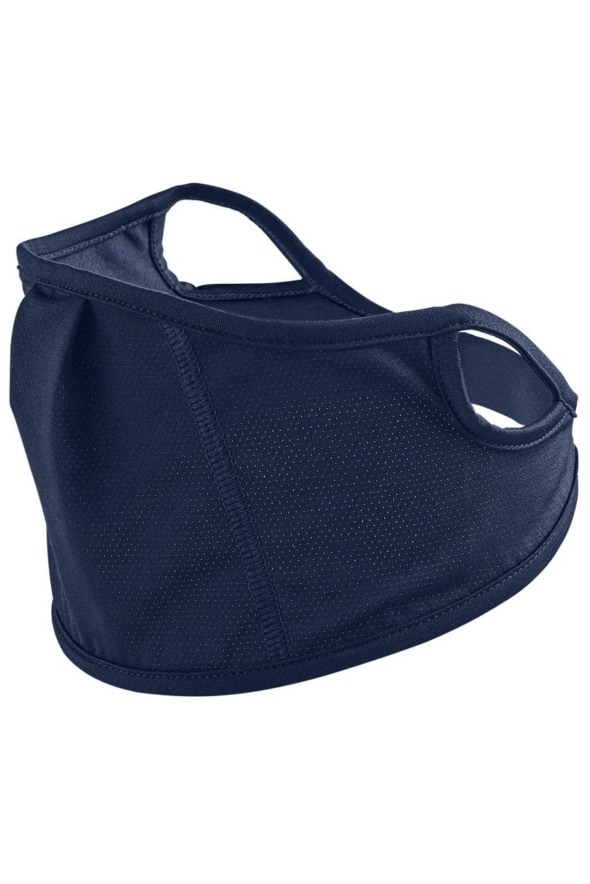 Coolibar Kid's Blackburn Face Mask Adjustable Upf Fifty Breathable Moisture Wicking Navy