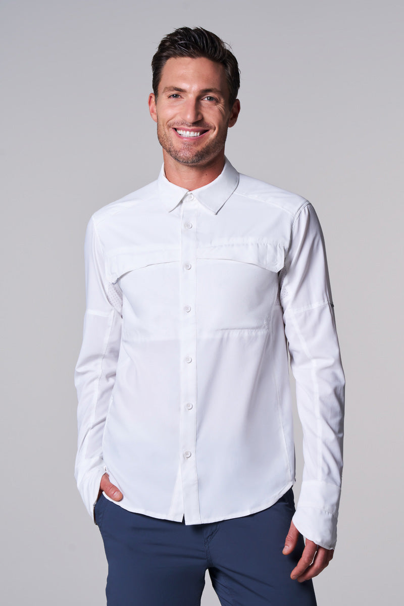 Nassau | Men's Long Sleeve Fishing Shirt | White