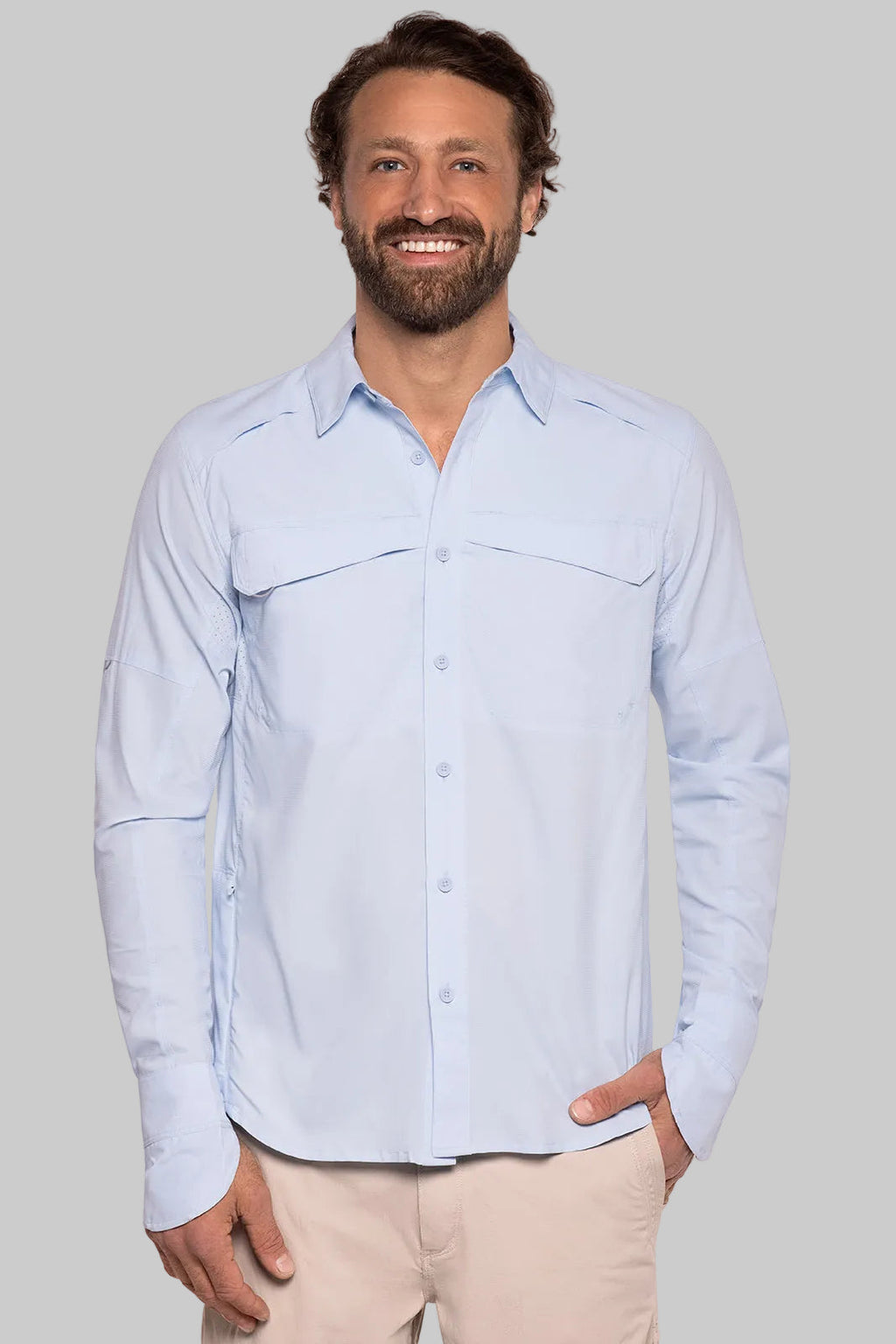 Nassau | Men's Long Sleeve Fishing Shirt | Light Blue