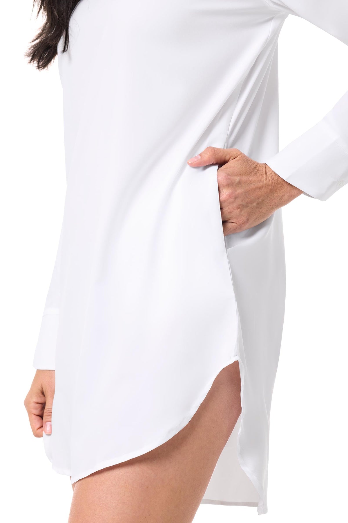 Koesta | Women's Cover-Up Pull Over Shirt with Pockets | White