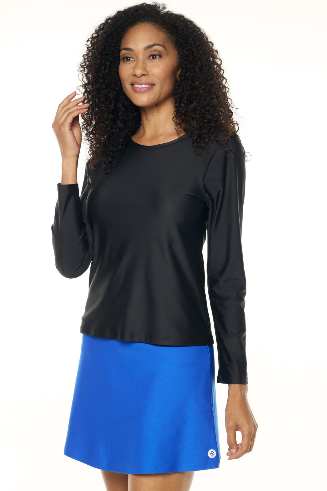 Coolibar Womens Palmeto Long Sleeve Swim Shirt Upf50 Plus Lightweight Breathable Aqua Vesta