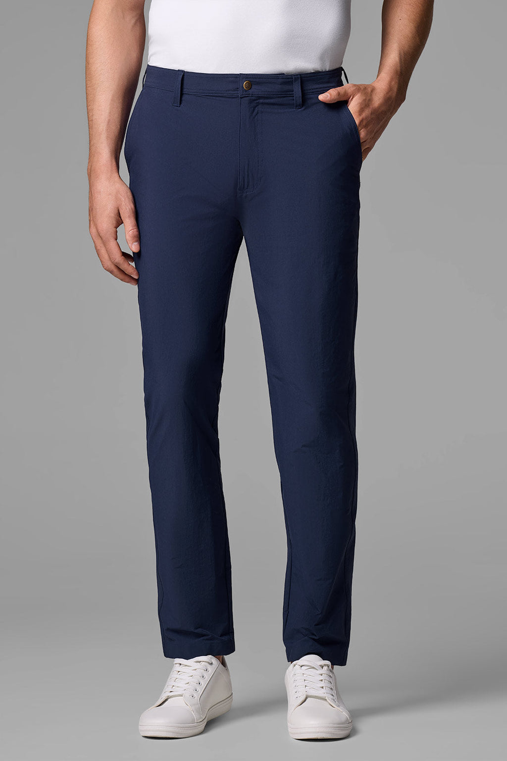 Coolibar Men's South Pointe Summer Casual Pants Navy Lightweight Chenolite Quick Dry With Hidden Zip Pocket For Men